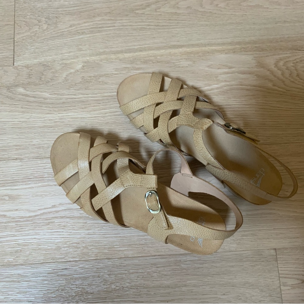 Dansko Tan Strappy Sandals with Cushioned Footbed